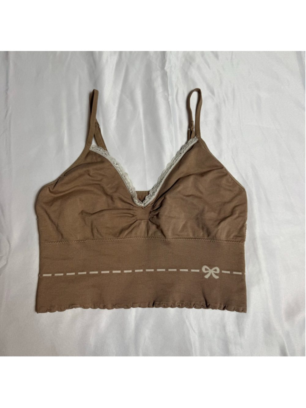 Women's Jasmine & Ginger Brown Lace Trim Bandeau Size M